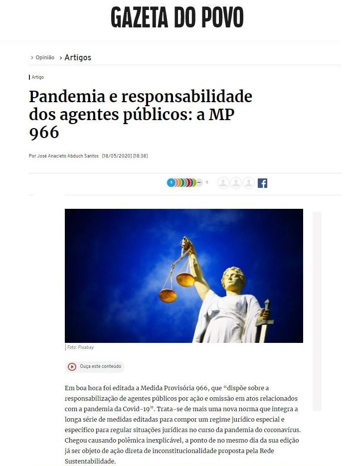 Leia mais sobre o artigo Gazeta do Povo publica artigo sobre a MP 966 elaborado por associado da APEP