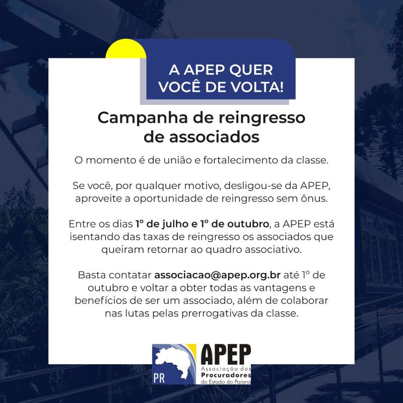 Read more about the article A APEP quer você de volta! Campanha de reingresso de associados