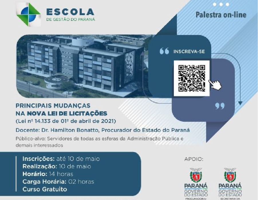 Read more about the article Diretor da APEP fala sobre a Lei nº 14133/2021 em evento da Escola de Gestão do Paraná