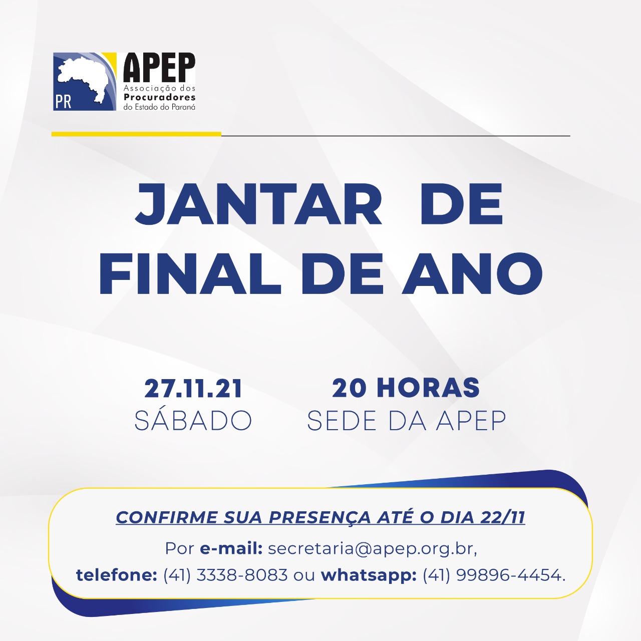 APEP recebe confirmações para o Jantar de Final de Ano até dia 22 de novembro