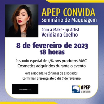 Leia mais sobre o artigo APEP CONVIDA – Seminário de Maquiagem – Confirmações podem ser feitas até hoje, terça-feira, 7 de fevereiro